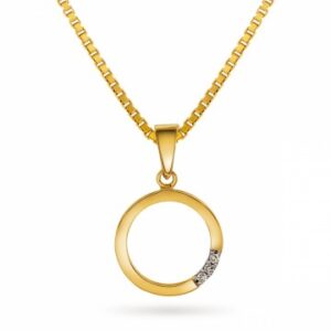 Anheng i gult gull med diamant