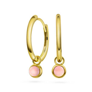 Øreringer i sølv med rosa opal