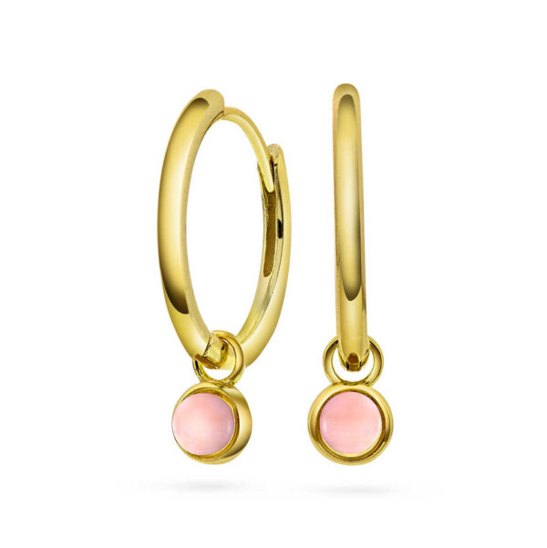 Øreringer i sølv med rosa opal