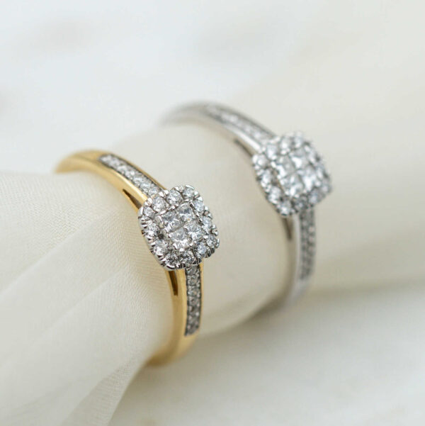 Ring i gult gull med diamanter - Bilde 3